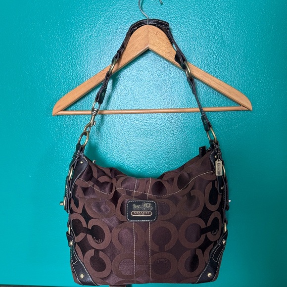 Coach Handbags - 🐎🐻🤎👜Coach Dark Brown Patterned Shoulder Bag